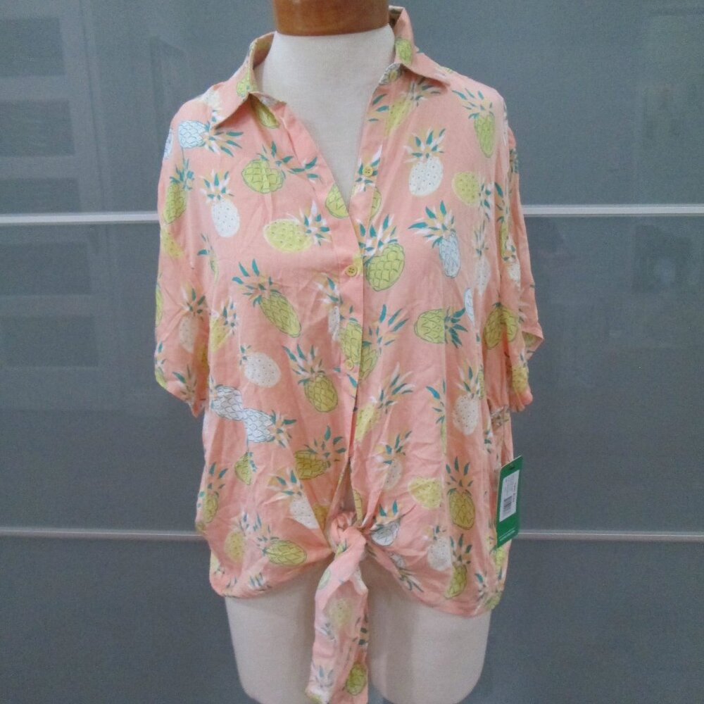 Tipsy Elves Women's "Pina Colada" Hawaiian Shirt Short Sleeve